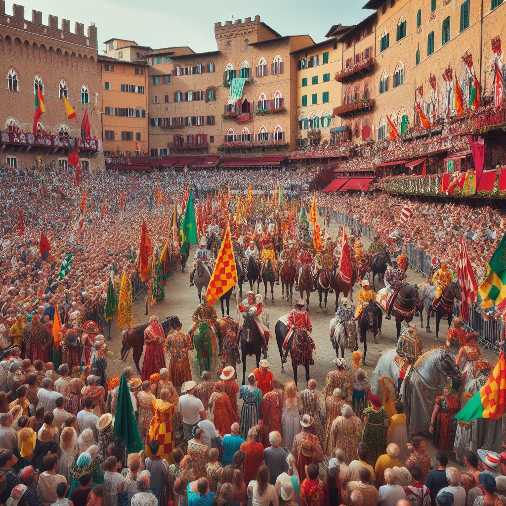 Experience the passion and excitement of the Siena Palio, a medieval horse race that pits the city's 17 contrade against each other in a thrilling competition.

